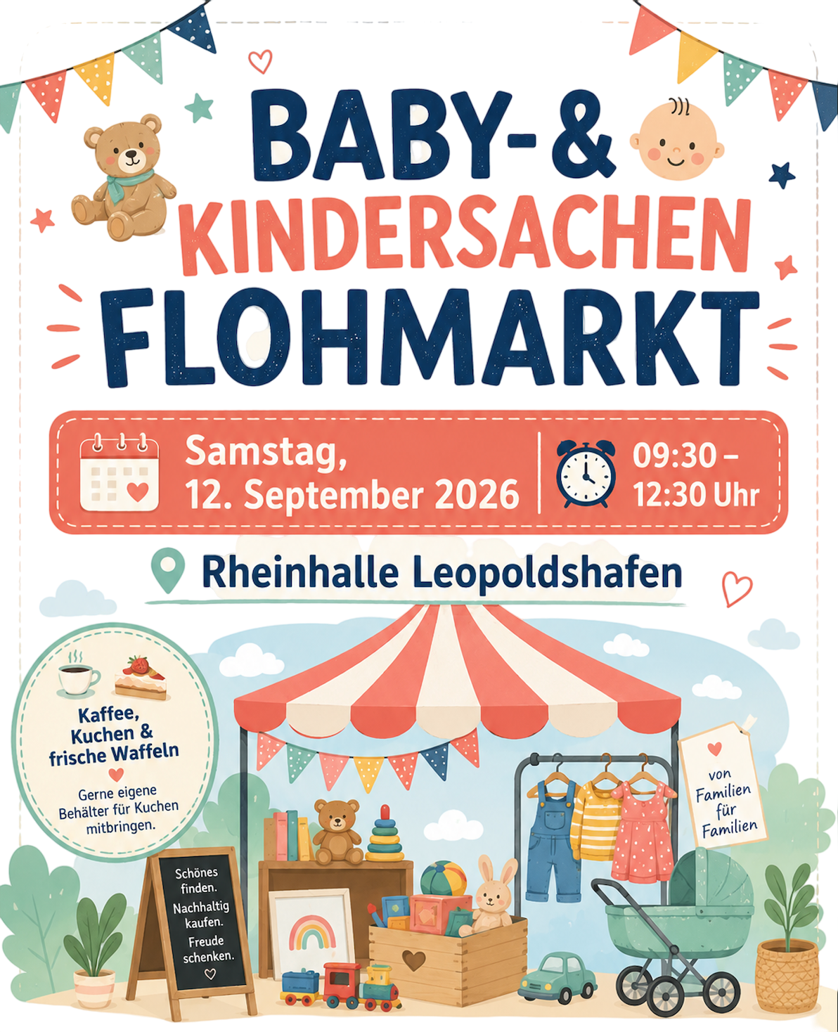 Baby- und Kindersachen Flohmarkt, Samstag 12. September 2026, 9:30 bis 12:30 Uhr, Rheinhalle Leopoldshafen